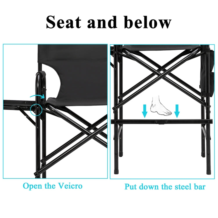 [US Warehouse] Double-layer Oxford Cloth Folding Director Chair with Storage Bag & Water Bottle Holder, Size: 44.9 x 23.2 x 19.3 inch