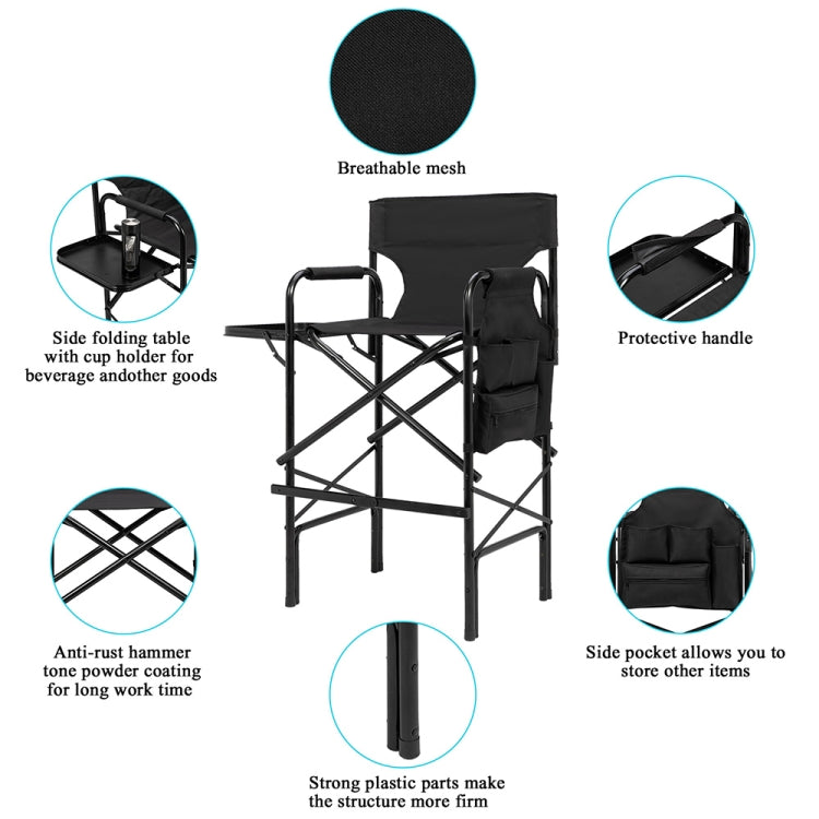 [US Warehouse] Double-layer Oxford Cloth Folding Director Chair with Storage Bag & Water Bottle Holder, Size: 44.9 x 23.2 x 19.3 inch