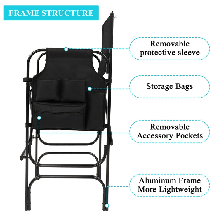 [US Warehouse] Double-layer Oxford Cloth Folding Director Chair with Storage Bag & Water Bottle Holder, Size: 44.9 x 23.2 x 19.3 inch