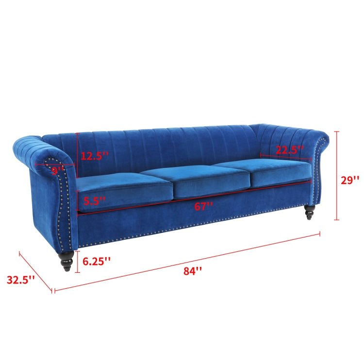 [US Warehouse] Velvet Three-seat Sofa Chair, Size: 84 x 32.5 x 29 inch