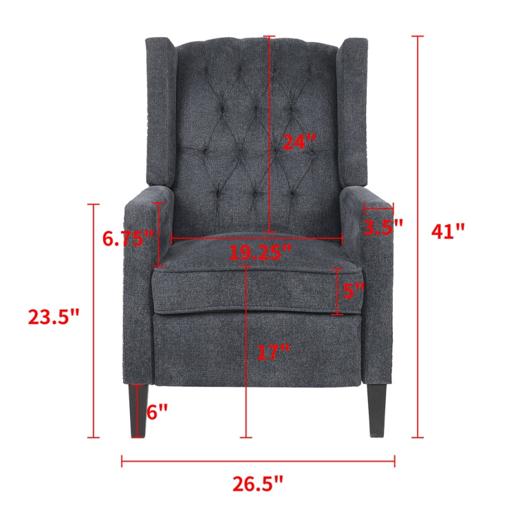 [US Warehouse] Rivet Decoration Single Recliner Sofa Chair with Retractable Footrest, Size: 41 x 26.5 x 23.5 inch