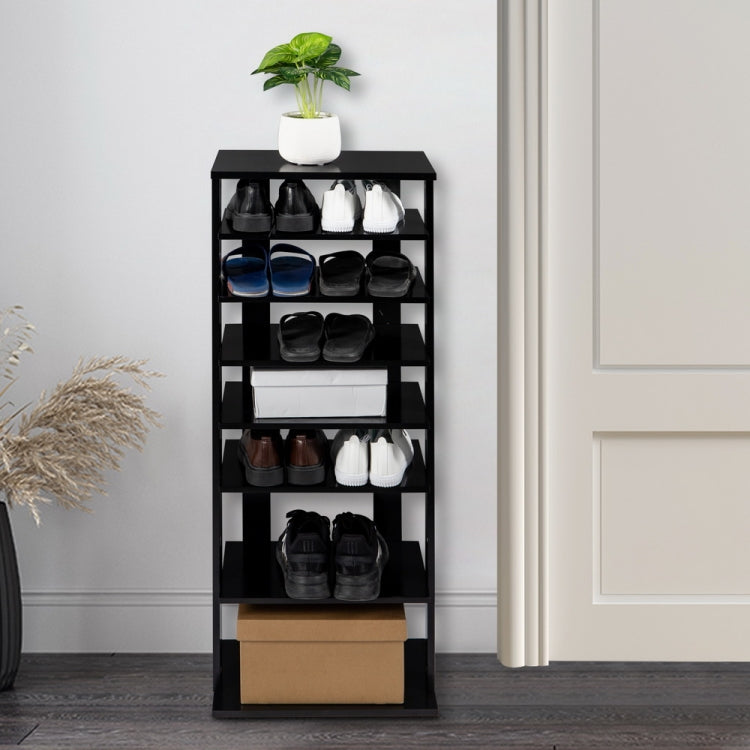 [US Warehouse] 7-layer Widened Corner Wooden Shoe Rack Storage Shelf, Size: 43.5 x 17.91 x 10.63 inch