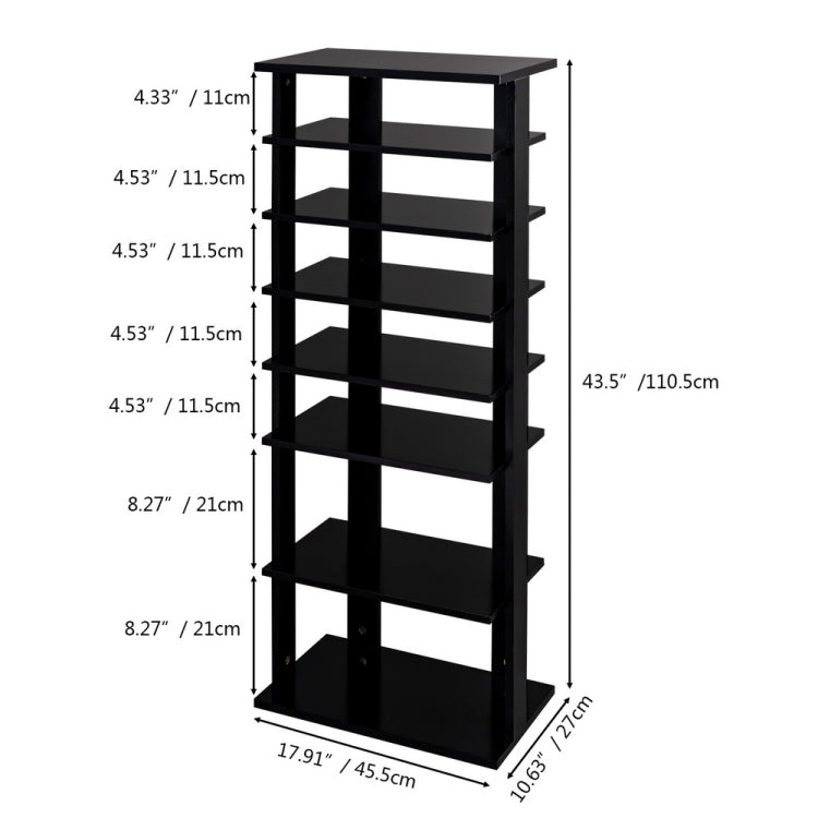[US Warehouse] 7-layer Widened Corner Wooden Shoe Rack Storage Shelf, Size: 43.5 x 17.91 x 10.63 inch