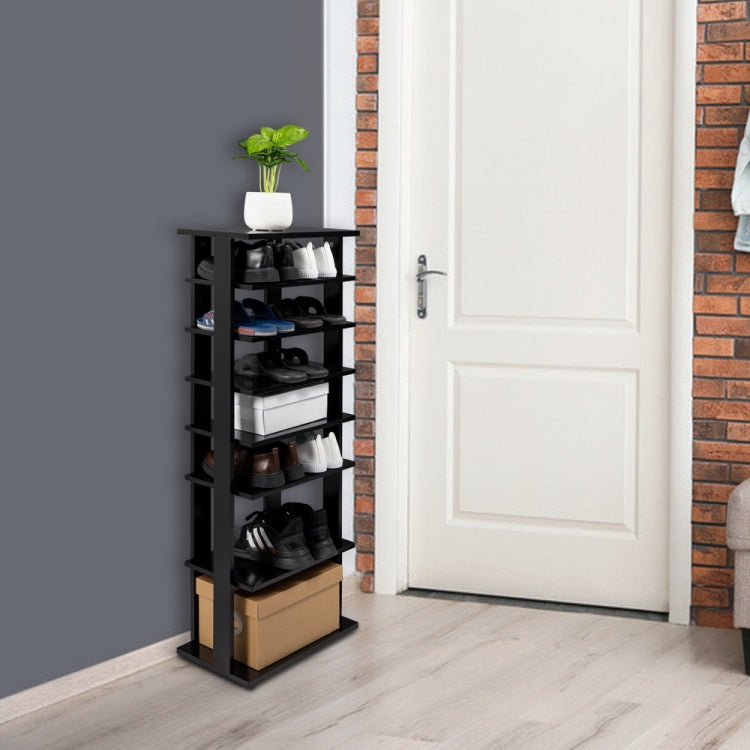 [US Warehouse] 7-layer Widened Corner Wooden Shoe Rack Storage Shelf, Size: 43.5 x 17.91 x 10.63 inch