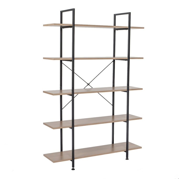 [US Warehouse] Household Steel-wood 5-layer Widened Bookshelf Storage Rack with X Cross Fixing Parts, Size: 70.7 x 47.2 x 13.4 inch