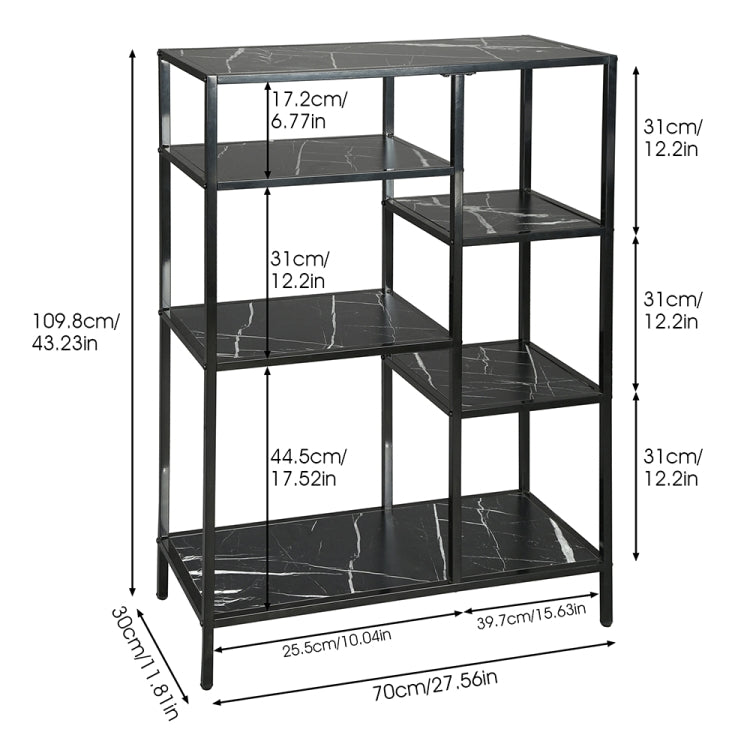 [US Warehouse] Iron Vertical Bookshelf Asymmetric Storage Shelf, Size: 43.23 x 27.56 x 11.81 inch