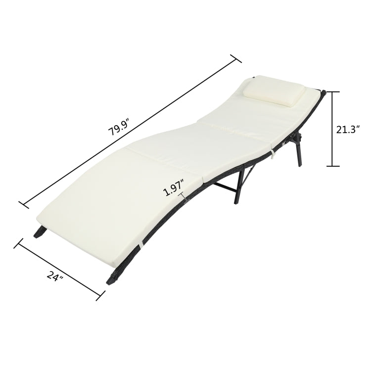[US Warehouse] 3 in 1 Outdoor Foldable and Adjustable PE Rattan Recliner with Foldable Coffee Table Set