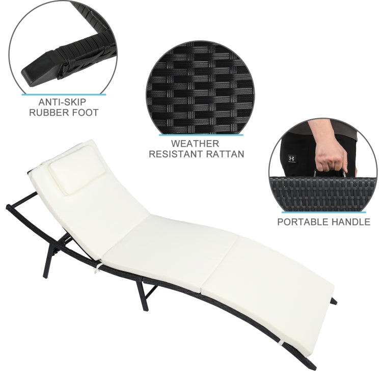 [US Warehouse] 3 in 1 Outdoor Foldable and Adjustable PE Rattan Recliner with Foldable Coffee Table Set