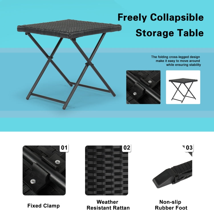 [US Warehouse] 3 in 1 Outdoor Foldable and Adjustable PE Rattan Recliner with Foldable Coffee Table Set