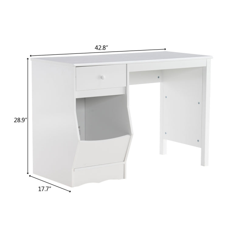 [US Warehouse] B-style Painted Wooden Student Desk with Drawer & Storage Shelf