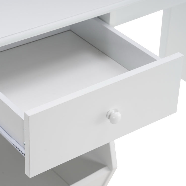 [US Warehouse] B-style Painted Wooden Student Desk with Drawer & Storage Shelf