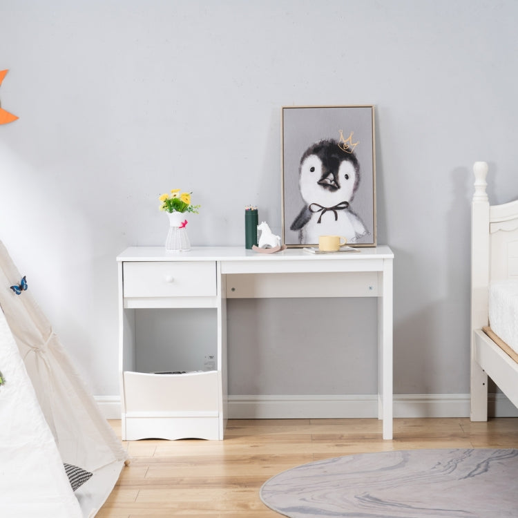[US Warehouse] B-style Painted Wooden Student Desk with Drawer & Storage Shelf