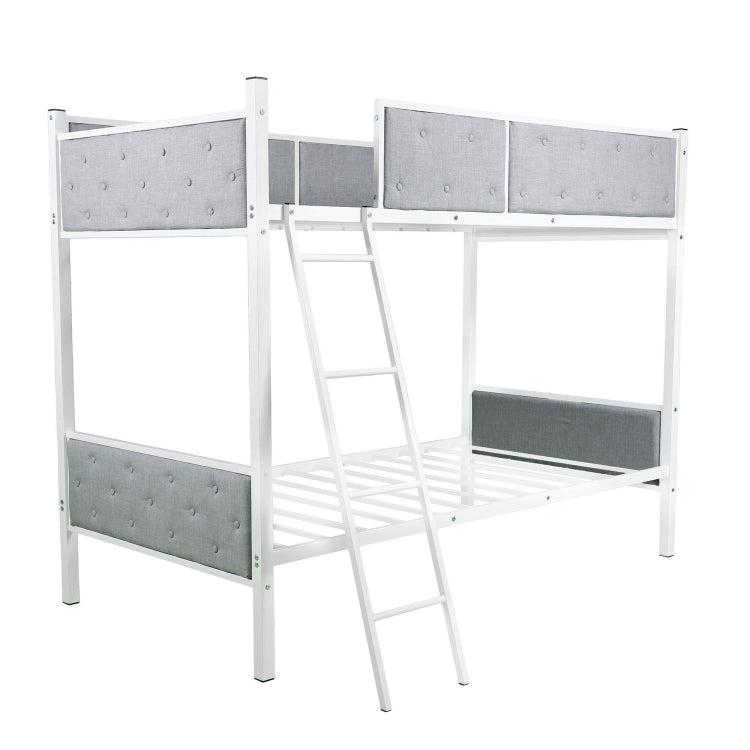 [US Warehouse] Household Twin Bunk Bed with Ladder (Grey)