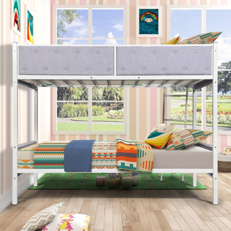 [US Warehouse] Household Twin Bunk Bed with Ladder (Grey)