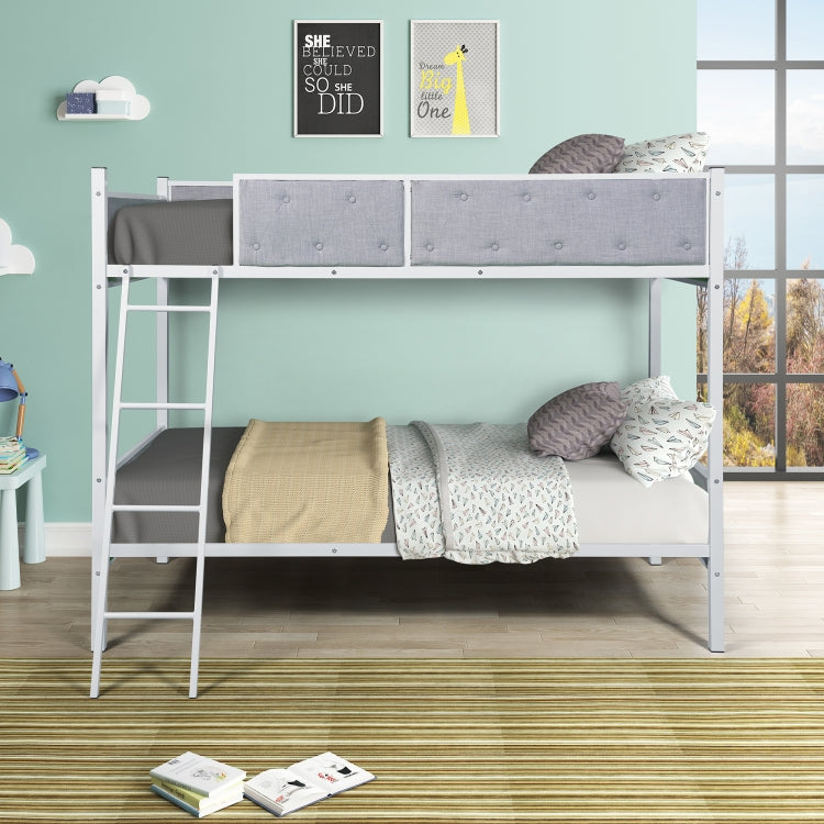 [US Warehouse] Household Twin Bunk Bed with Ladder (Grey)