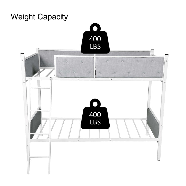 [US Warehouse] Household Twin Bunk Bed with Ladder (Grey)