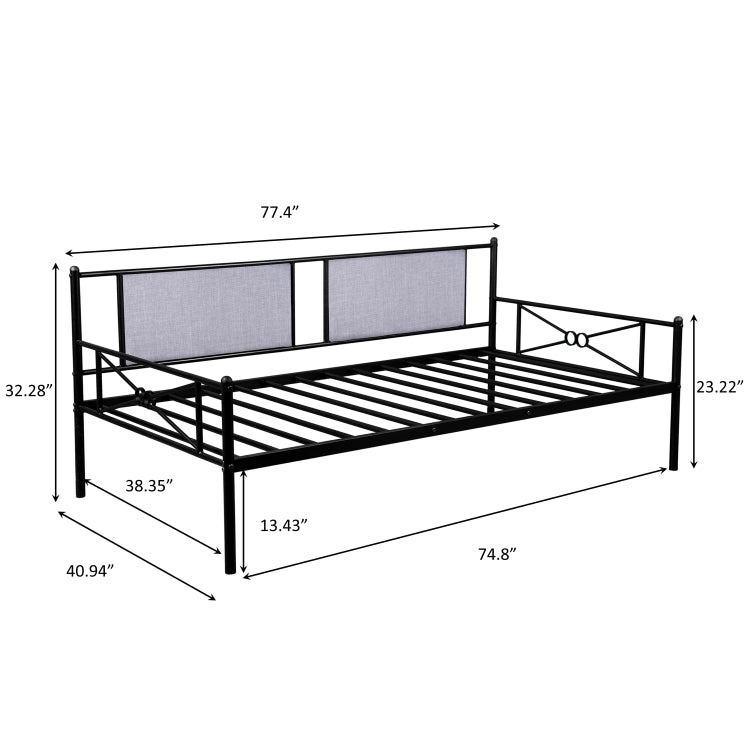 [US Warehouse] Household Metal Daybed with Upholstered Sideboard (Black)