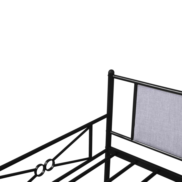 [US Warehouse] Household Metal Daybed with Upholstered Sideboard (Black)