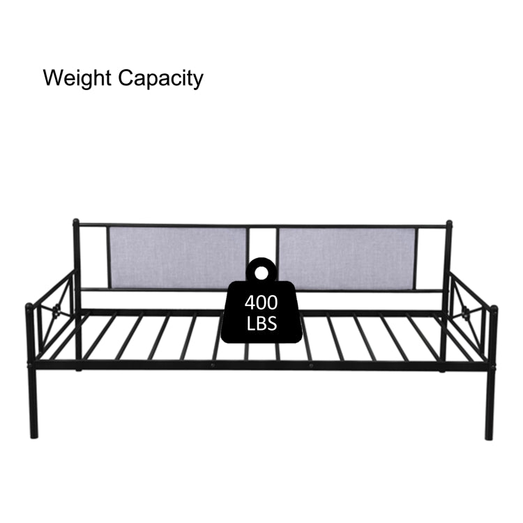 [US Warehouse] Household Metal Daybed with Upholstered Sideboard (Black)