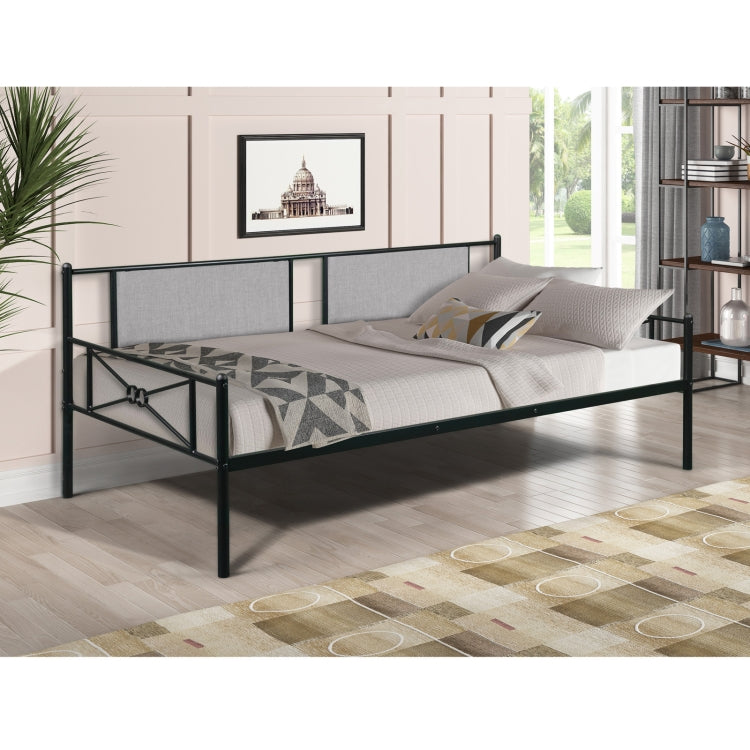 [US Warehouse] Household Metal Daybed with Upholstered Sideboard (Black)