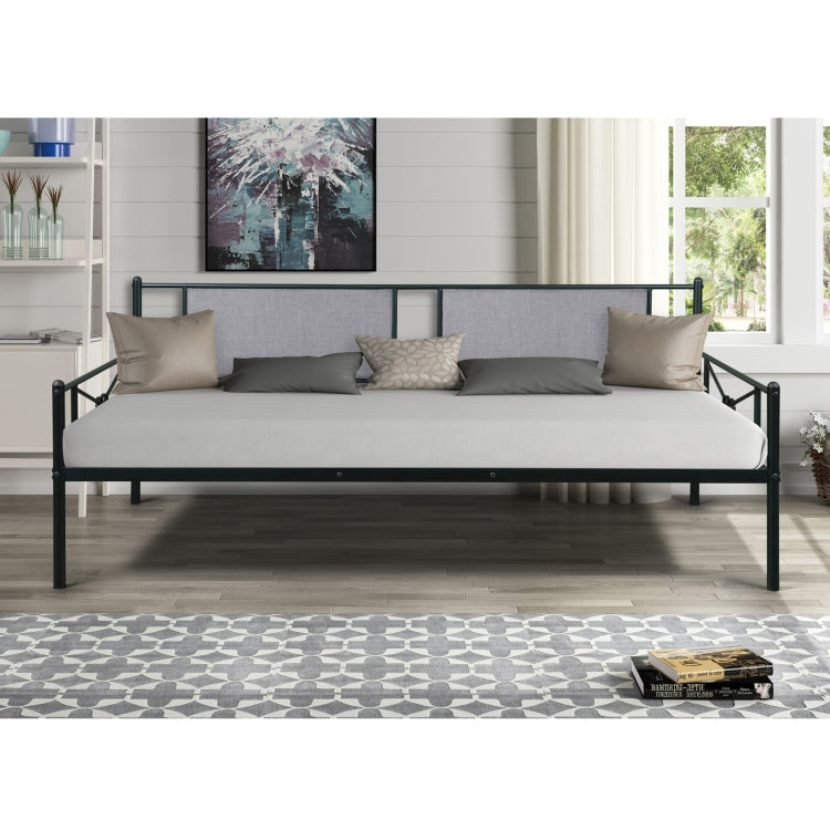 [US Warehouse] Household Metal Daybed with Upholstered Sideboard (Black)