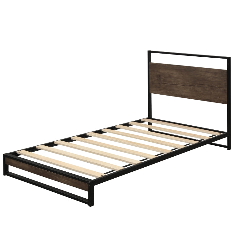 [US Warehouse] Household Twin Metal Bed Frame with Wood Slats
