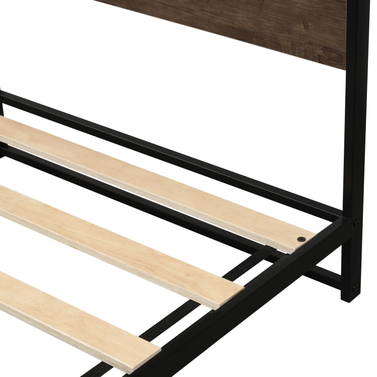 [US Warehouse] Household Twin Metal Bed Frame with Wood Slats