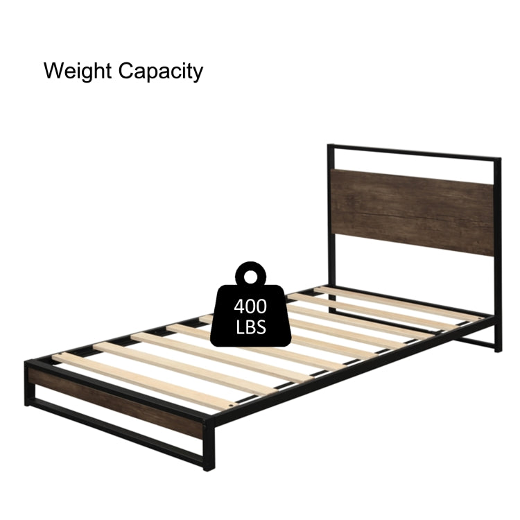 [US Warehouse] Household Twin Metal Bed Frame with Wood Slats
