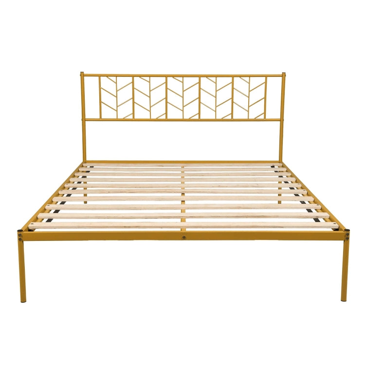 [US Warehouse] Household Retro Queen Metal Bed Frame (Gold)