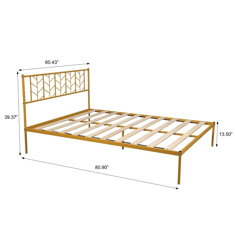[US Warehouse] Household Retro Queen Metal Bed Frame (Gold)