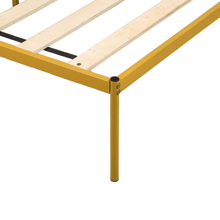 [US Warehouse] Household Retro Queen Metal Bed Frame (Gold)