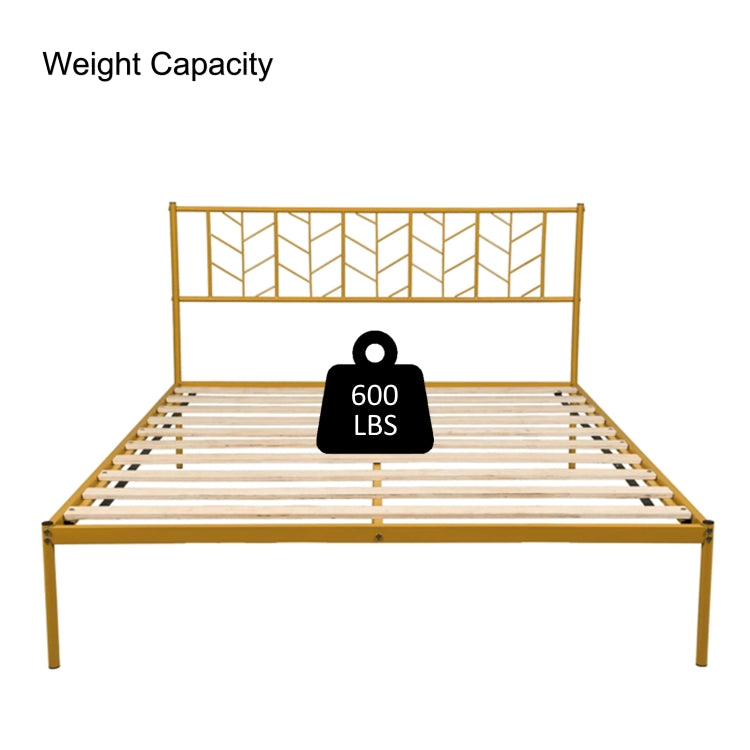 [US Warehouse] Household Retro Queen Metal Bed Frame (Gold)