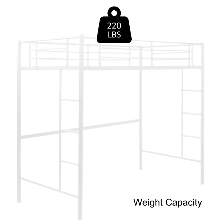 [US Warehouse] Household Loft Twin Metal Pipe Bed Frame with Two-side Ladders (White)