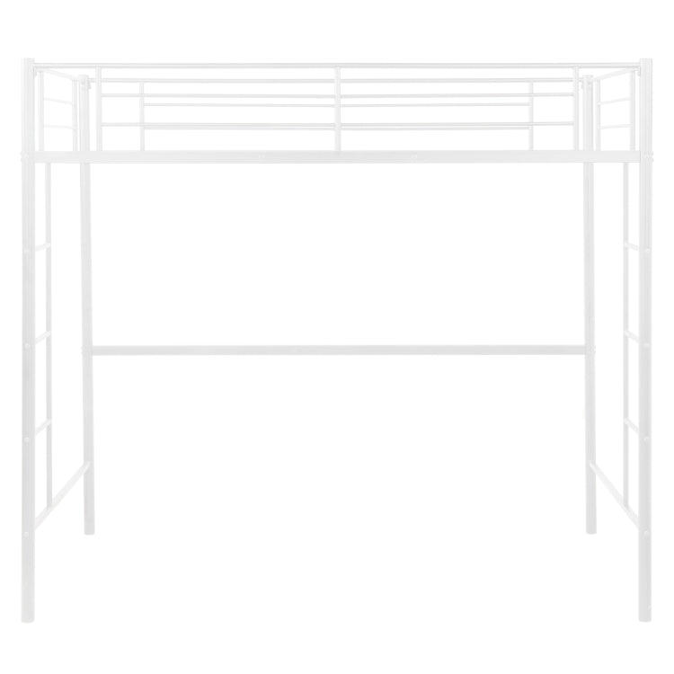 [US Warehouse] Household Loft Twin Metal Pipe Bed Frame with Two-side Ladders (White)