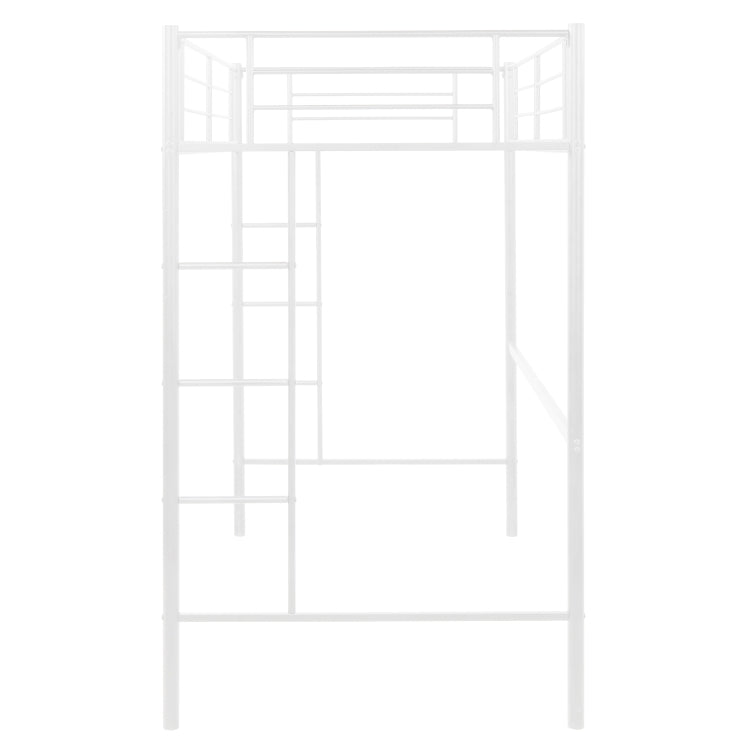 [US Warehouse] Household Loft Twin Metal Pipe Bed Frame with Two-side Ladders (White)
