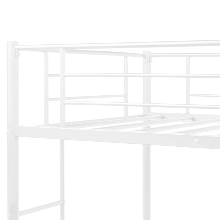 [US Warehouse] Household Loft Twin Metal Pipe Bed Frame with Two-side Ladders (White)