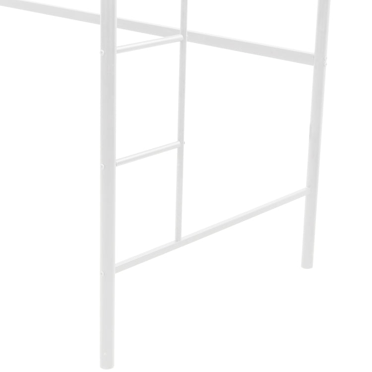 [US Warehouse] Household Loft Twin Metal Pipe Bed Frame with Two-side Ladders (White)