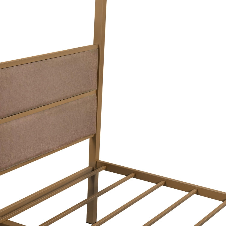 [US Warehouse] Household Queen Canopy Metal Four-poster Bed Frame (Brass)