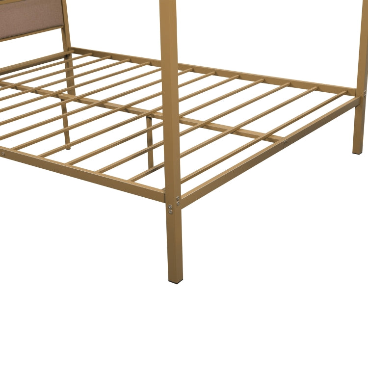 [US Warehouse] Household Queen Canopy Metal Four-poster Bed Frame (Brass)