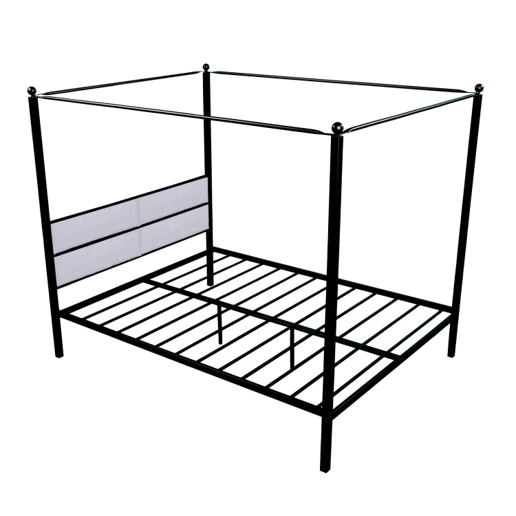 [US Warehouse] Household Queen Canopy Metal Four-poster Bed Frame (Black)