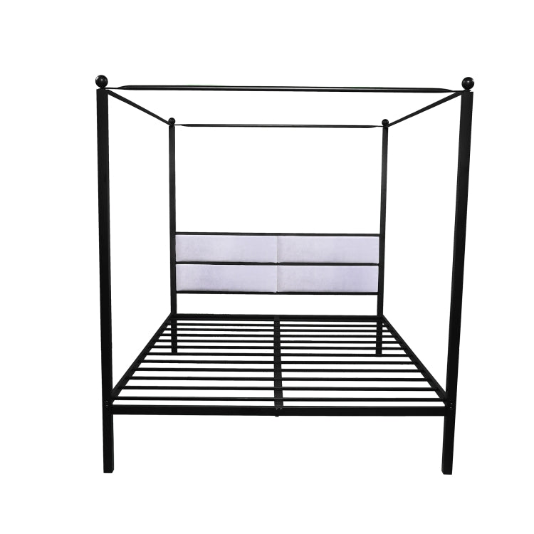 [US Warehouse] Household Queen Canopy Metal Four-poster Bed Frame (Black)