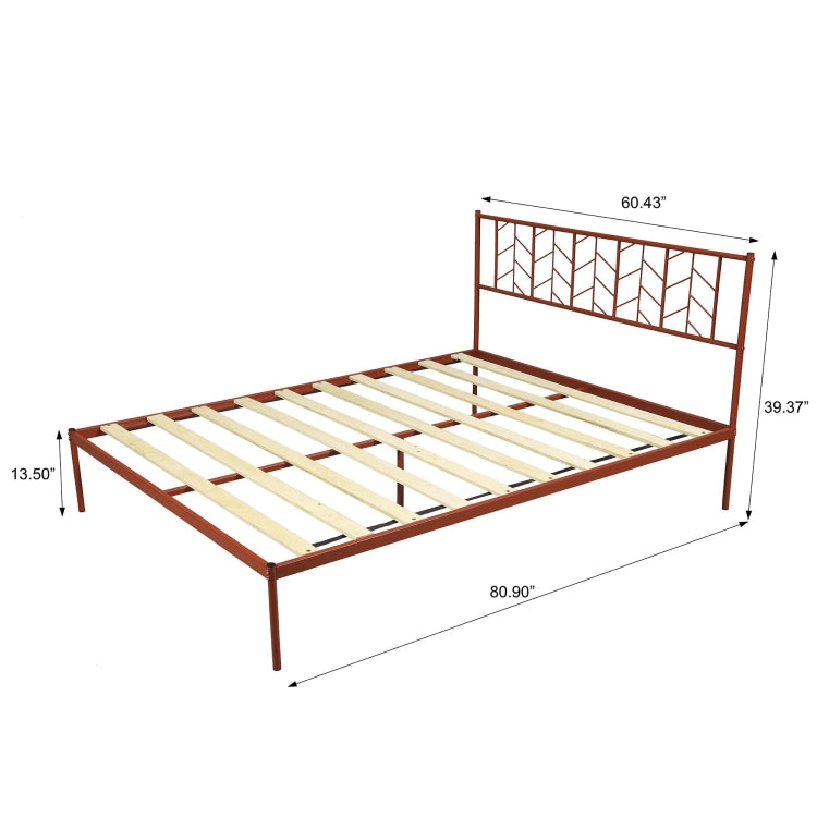 [US Warehouse] Household Retro Queen Metal Bed Frame (Antique Copper)