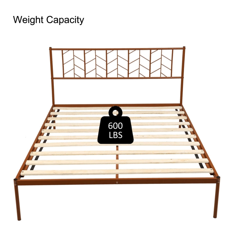 [US Warehouse] Household Retro Queen Metal Bed Frame (Antique Copper)