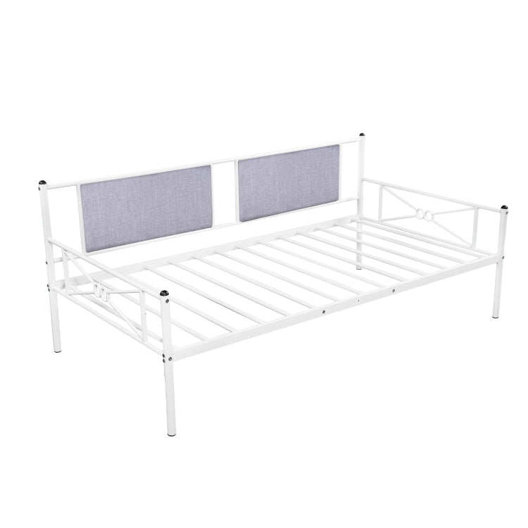 [US Warehouse] Household Metal Daybed with Upholstered Sideboard (Light Etoupe)