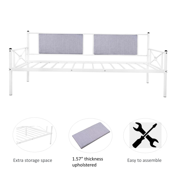[US Warehouse] Household Metal Daybed with Upholstered Sideboard (Light Etoupe)