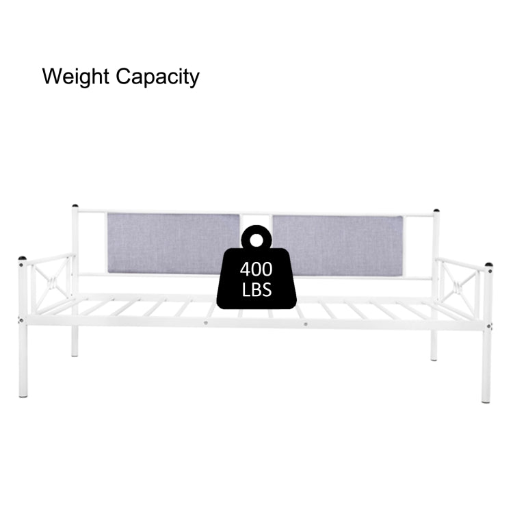 [US Warehouse] Household Metal Daybed with Upholstered Sideboard (Light Etoupe)