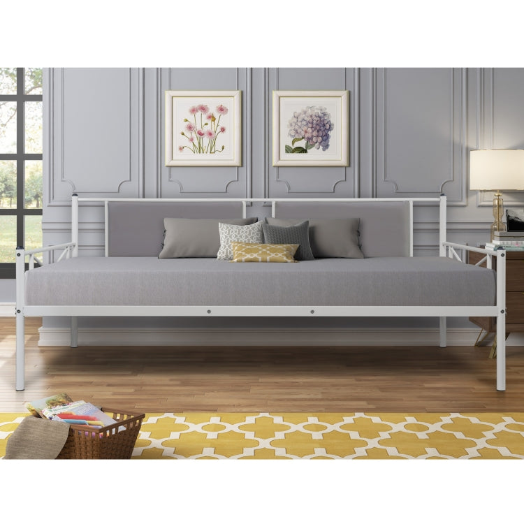 [US Warehouse] Household Metal Daybed with Upholstered Sideboard (Light Etoupe)