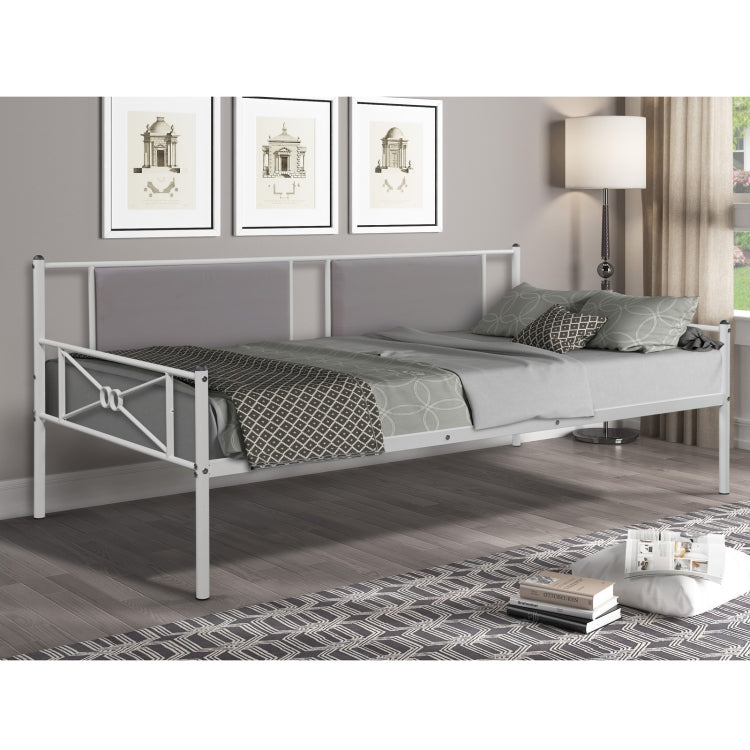 [US Warehouse] Household Metal Daybed with Upholstered Sideboard (Light Etoupe)