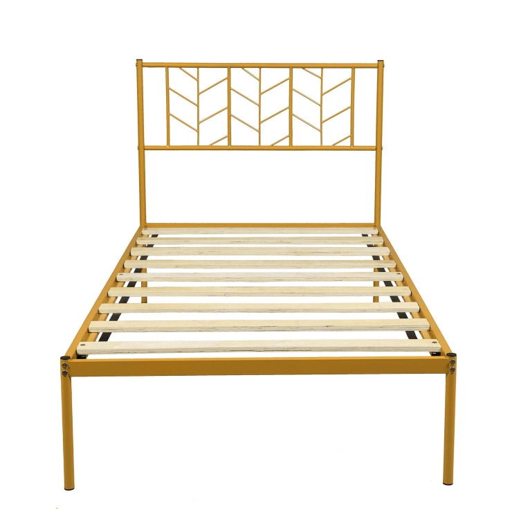 [US Warehouse] Household Retro Twin Metal Bed Frame (Gold)