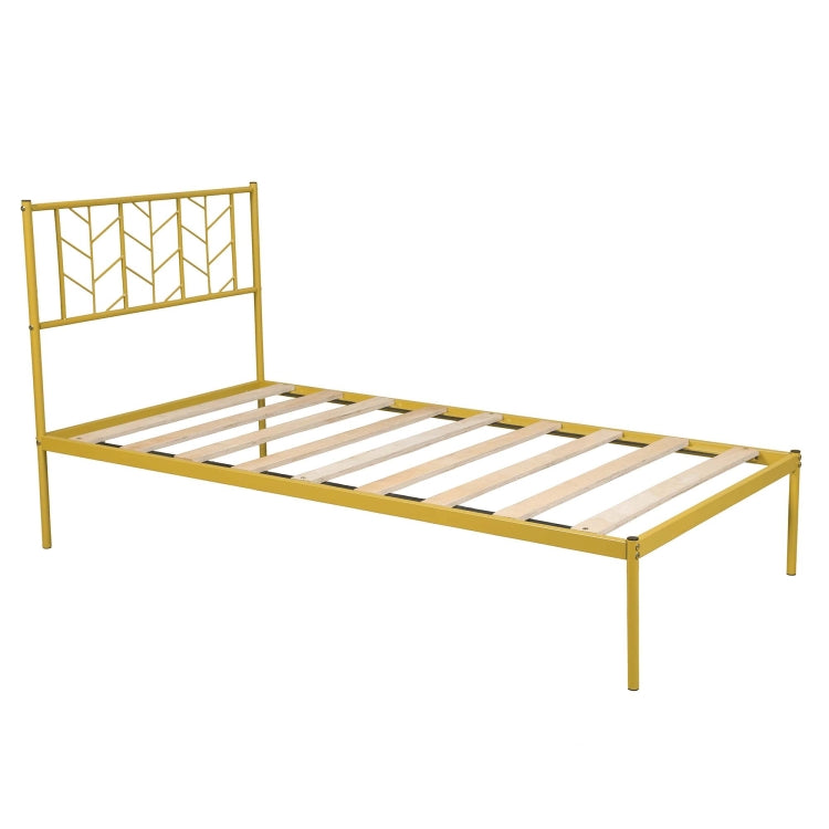 [US Warehouse] Household Retro Twin Metal Bed Frame (Gold)